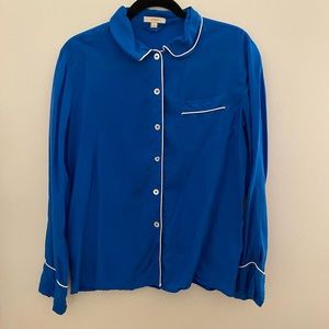 J.CREW Bright Blue Silk Pajama top